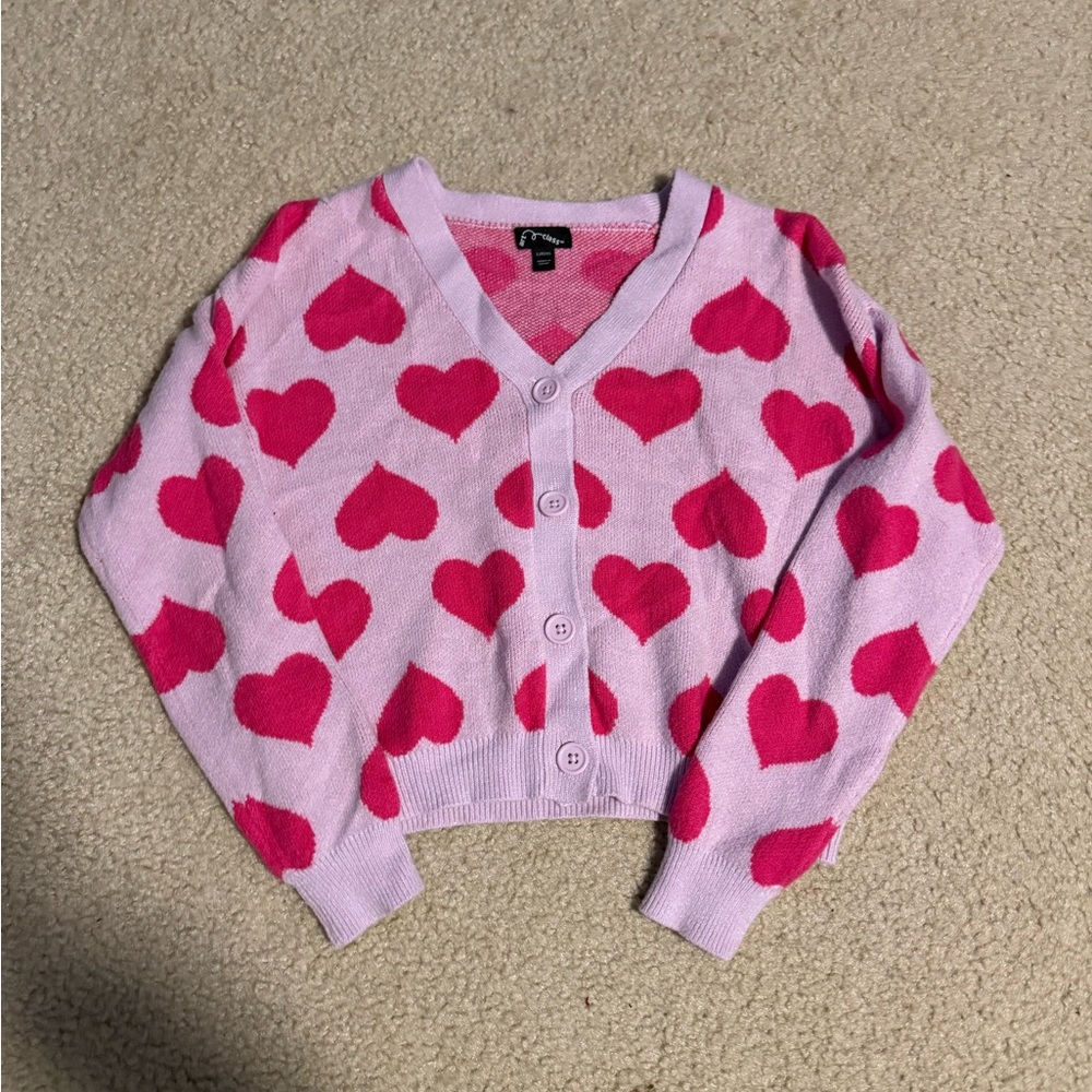 Art Class Pink Heart Cardigan